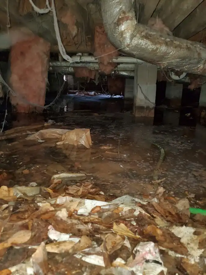 Crawl space flood assessment for Commercial Water Damage Restoration in Weymouth Town